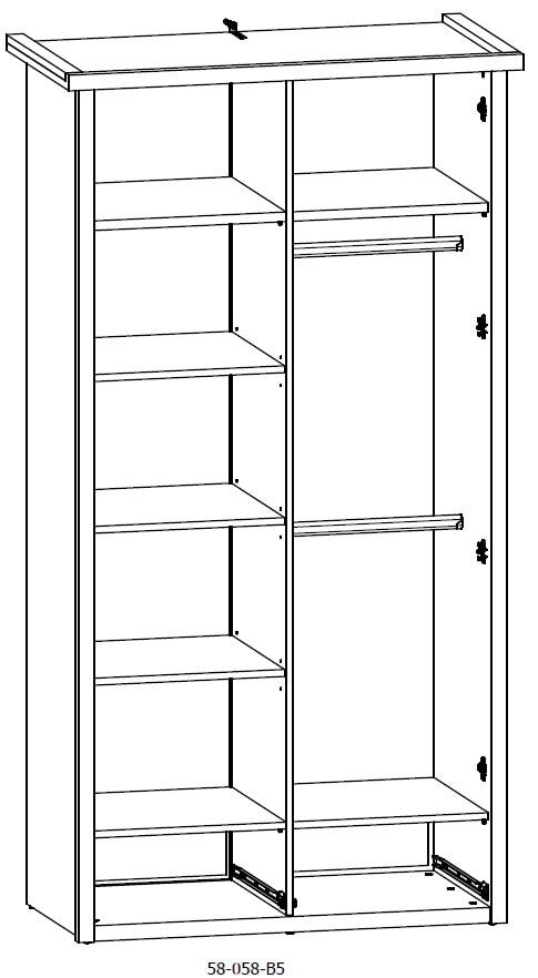 Kleiderschrank Luca Pinie-Optik Weiß/Trüffel 106 x 201 x 55 cm