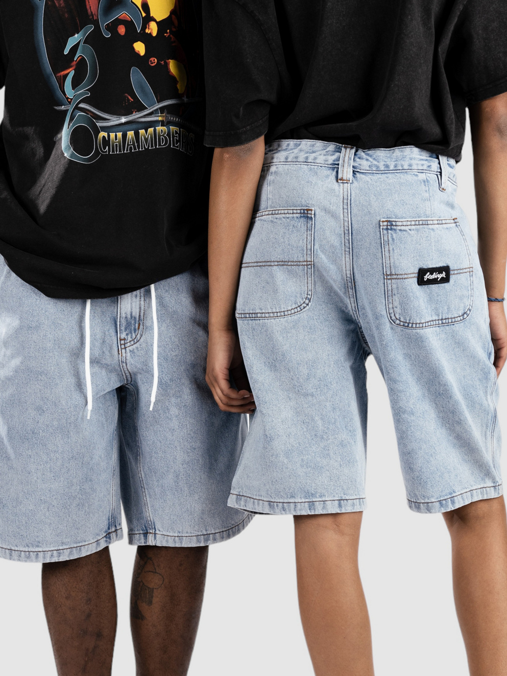 And Feelings Maker Shorts light indigo wash denim