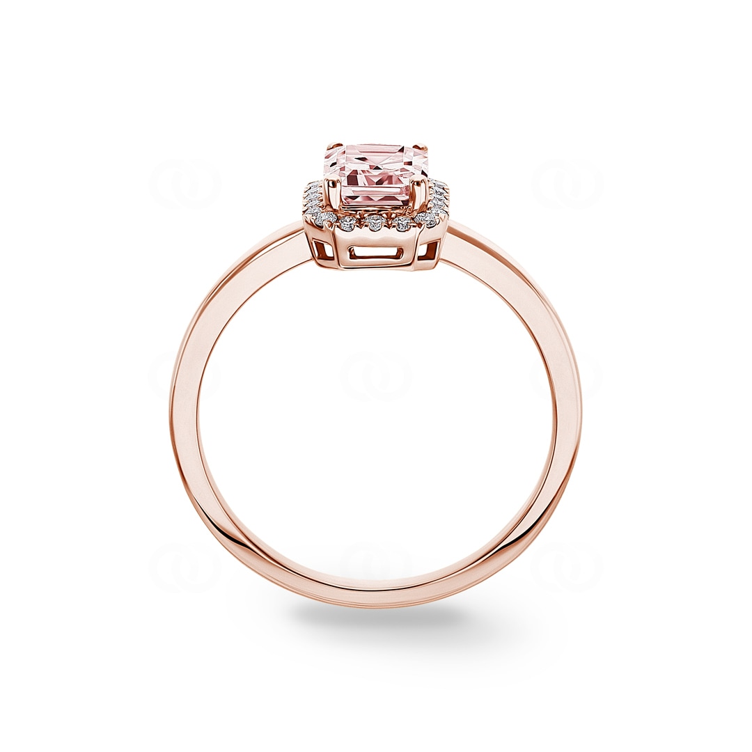 Cocktailring 750/18 K Roségold mit Morganit und Diamanten 0.12 ct H/si