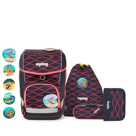 ergobag CUBO Schulrucksack-Set LUMI Edition WellenreitBär, 5-teilig