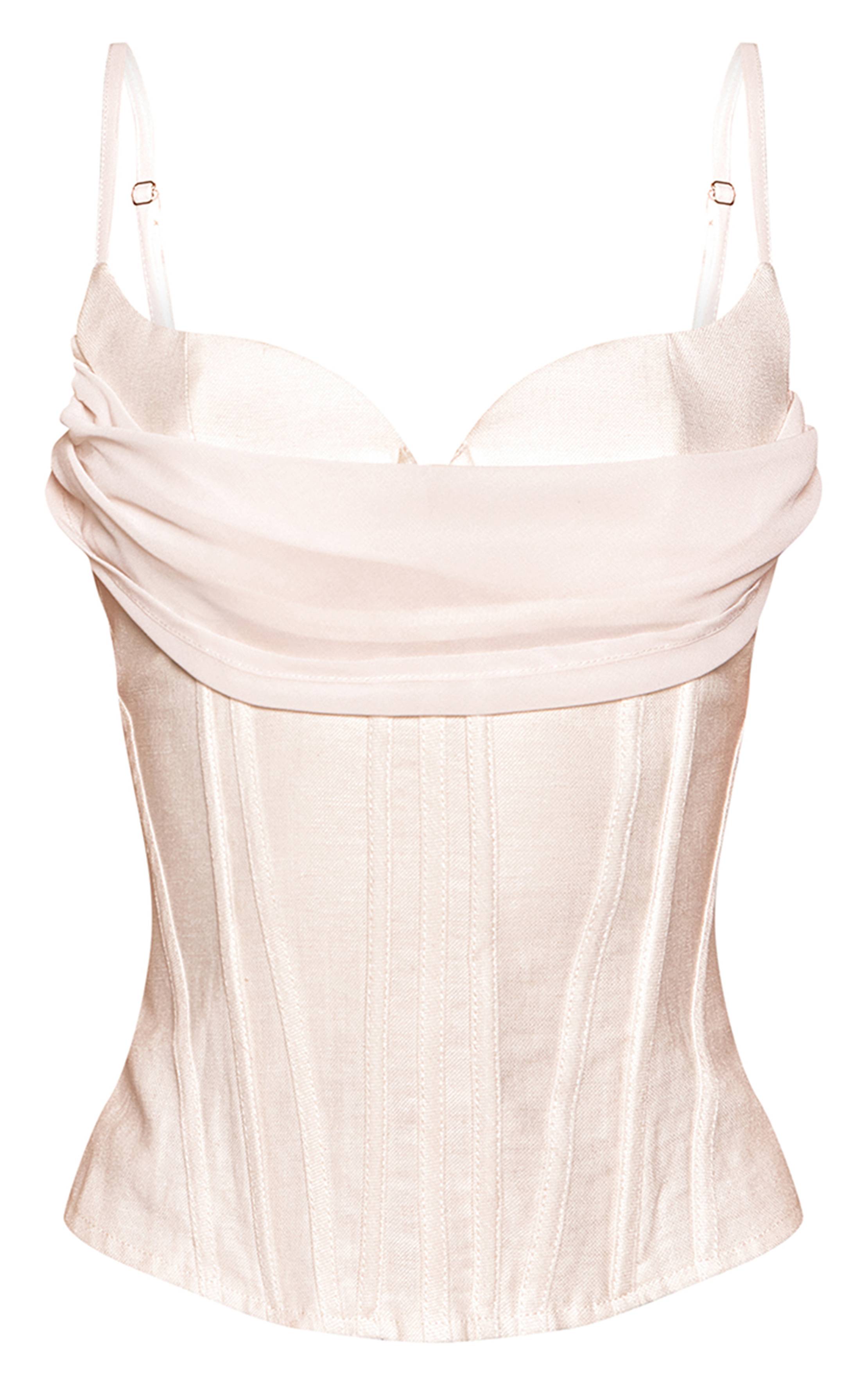 Crème Corset Tissé À Détail Superposé Sur Le Buste