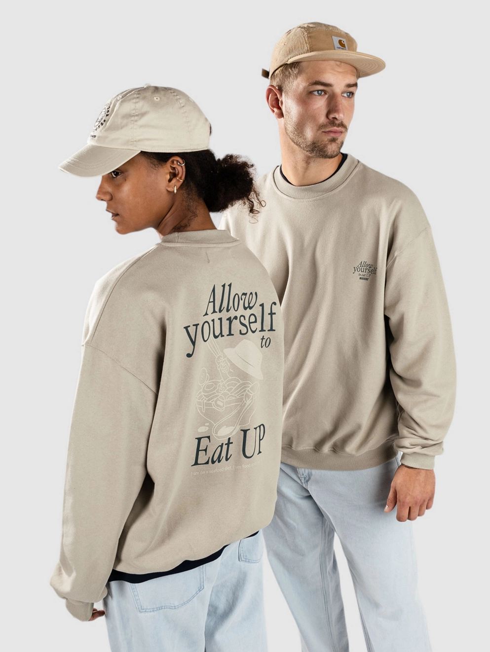 Woodbird Cope Eat Crew Sweater stone