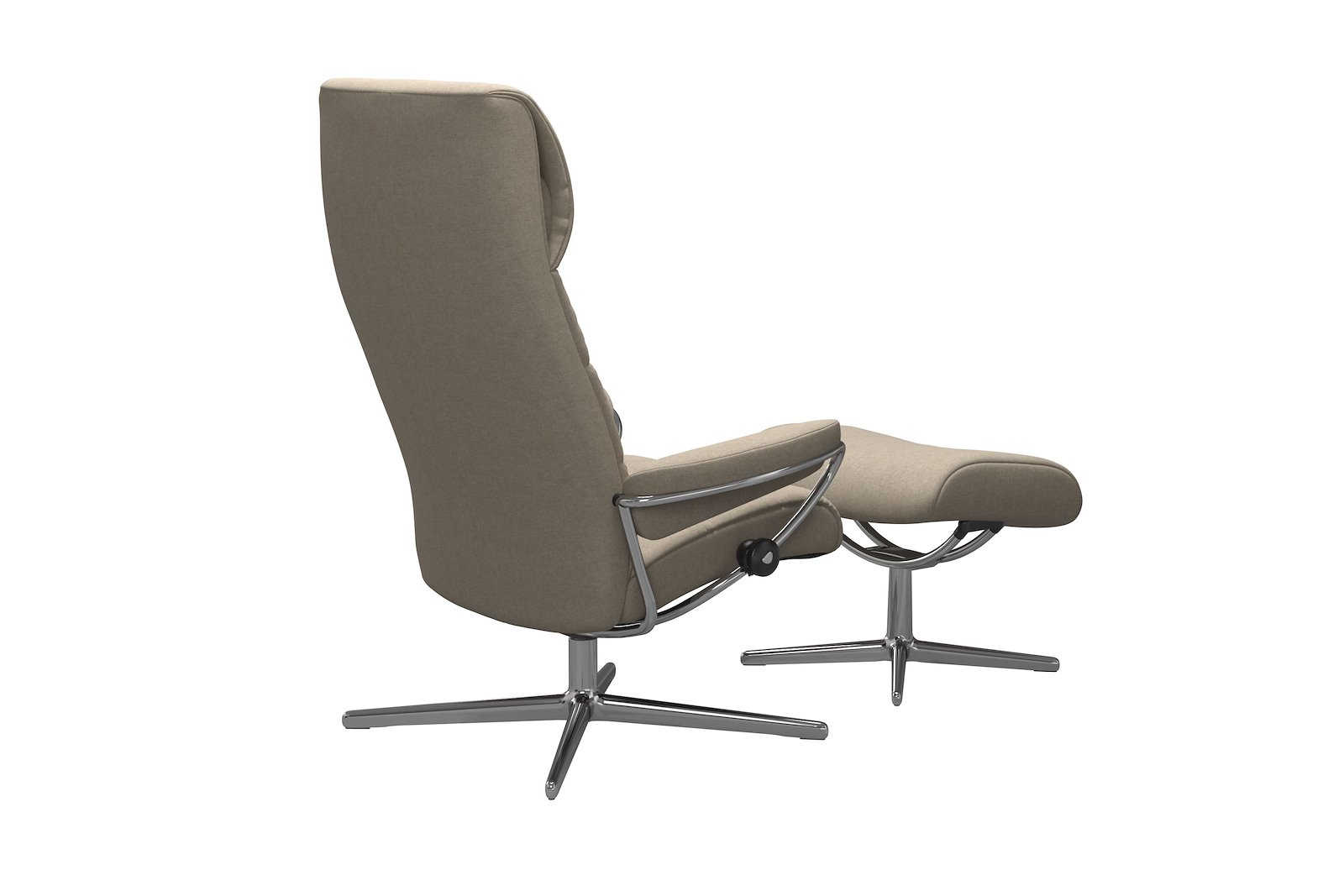 London lenestol m/krakk Tekstil Calido Light Beige - Cross - Chrome