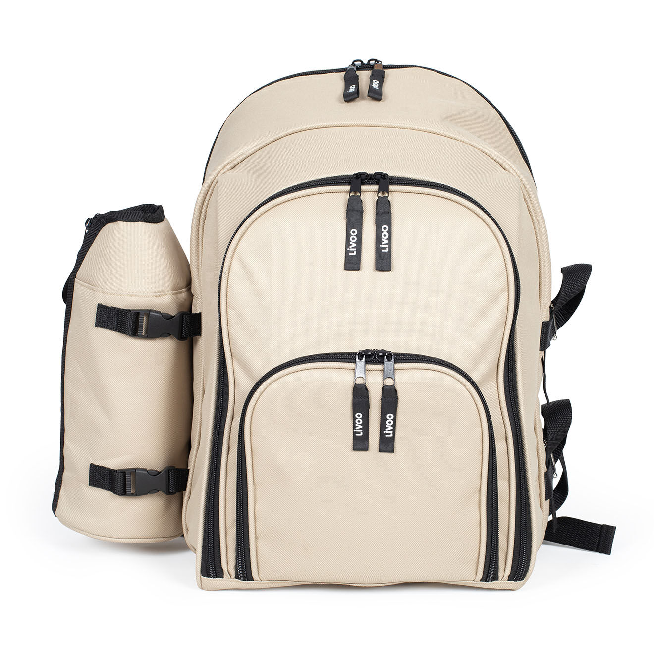 Livoo Sac à dos pique-nique 4 personnes avec accessoires crème/noir