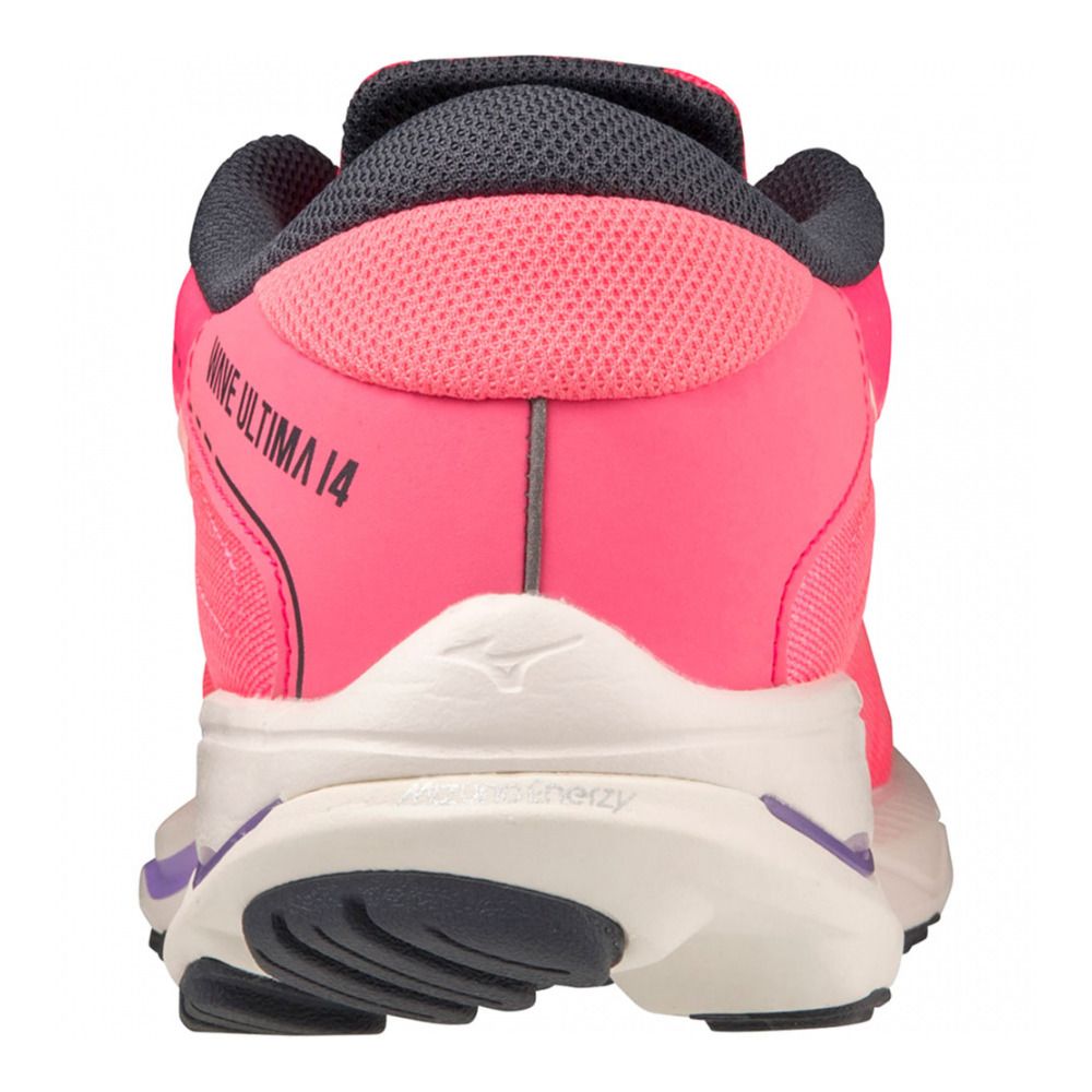 Mizuno WAVE ULTIMA 14 - Chaussures running Femme high-vis pink/snowwhite/p.punch