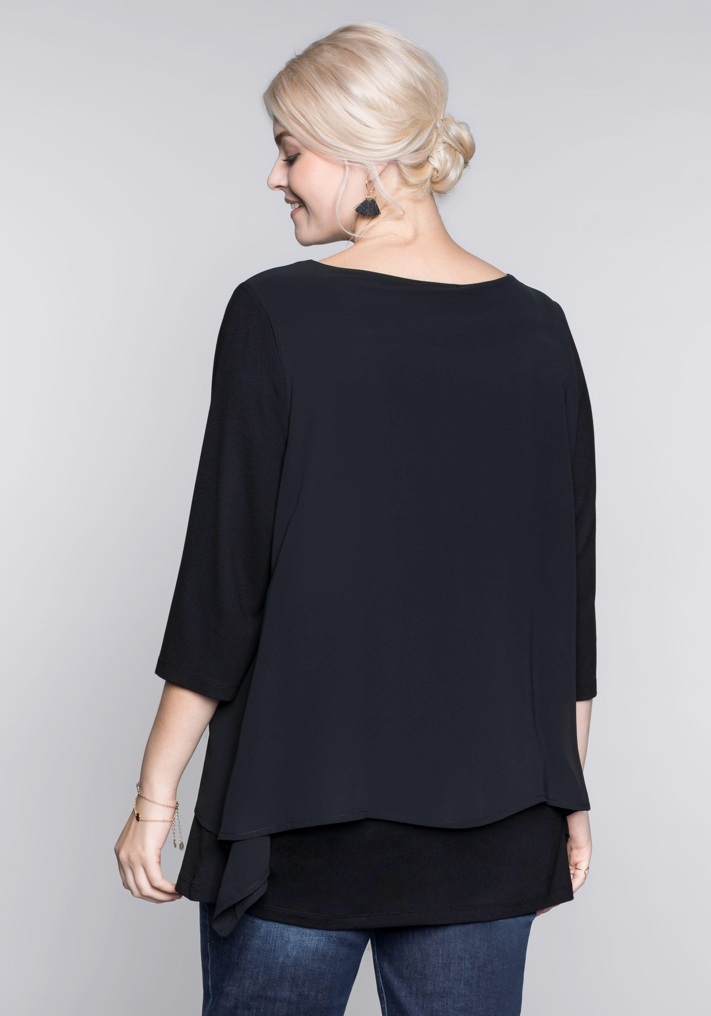 Blusenshirt in leichter A-Linie mit Zipfelsaum