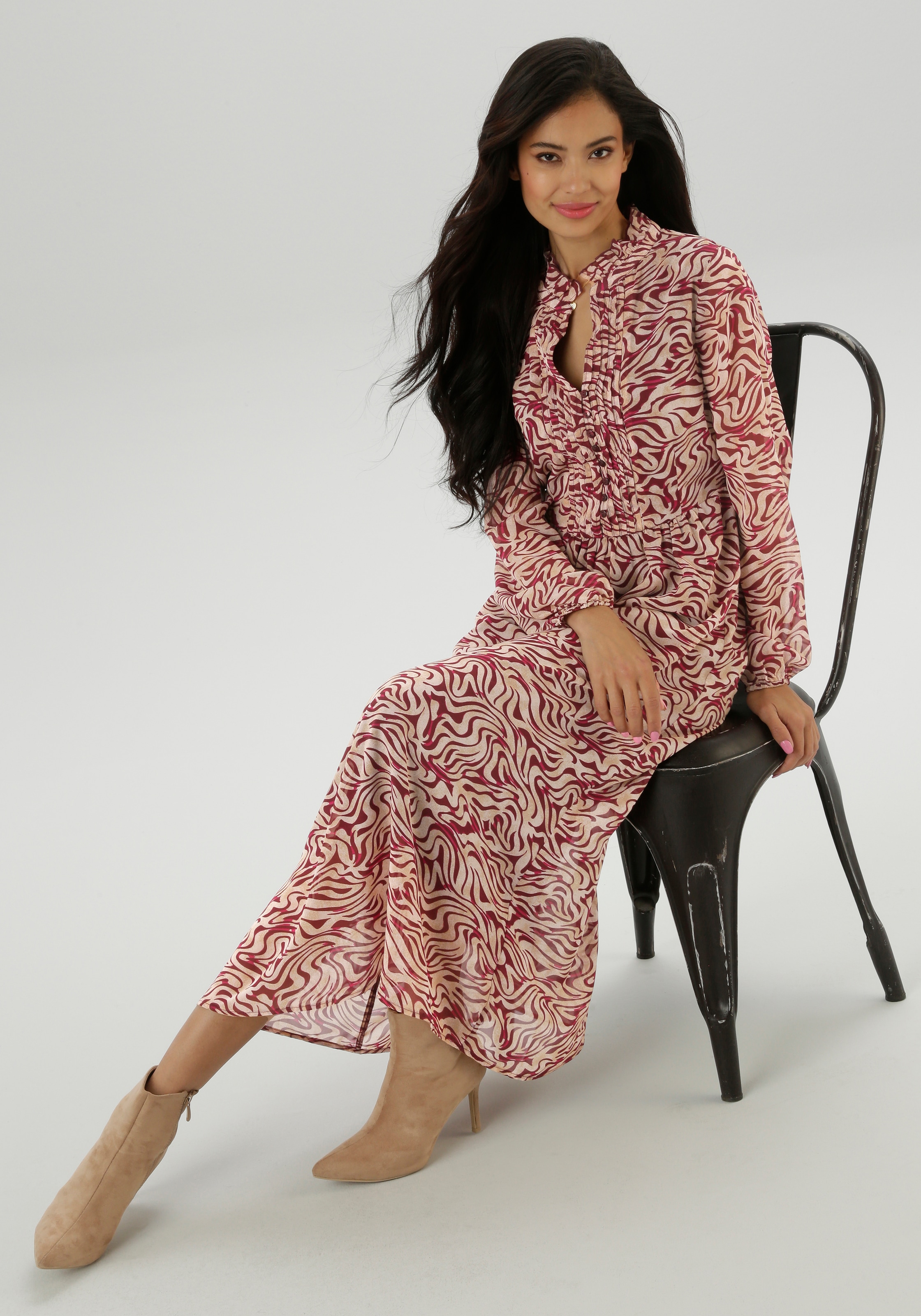 Aniston SELECTED Maxikleid mit aufwendiger und dekorativer Biesenverarbeitung - NEUE KOLLEKTION