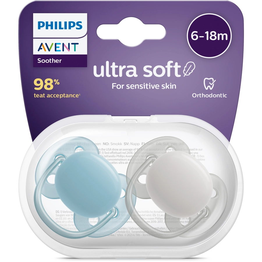 Philips Avent Schnuller ultra soft SCF09117 6-18 Monate blaugrau 4 Stück