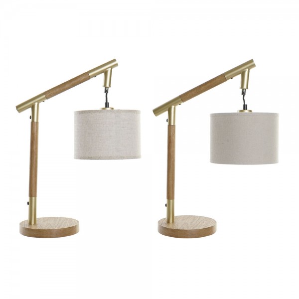 Lampe de bureau marron coton frêne (36 x 20 x 52 cm) (2 pcs)