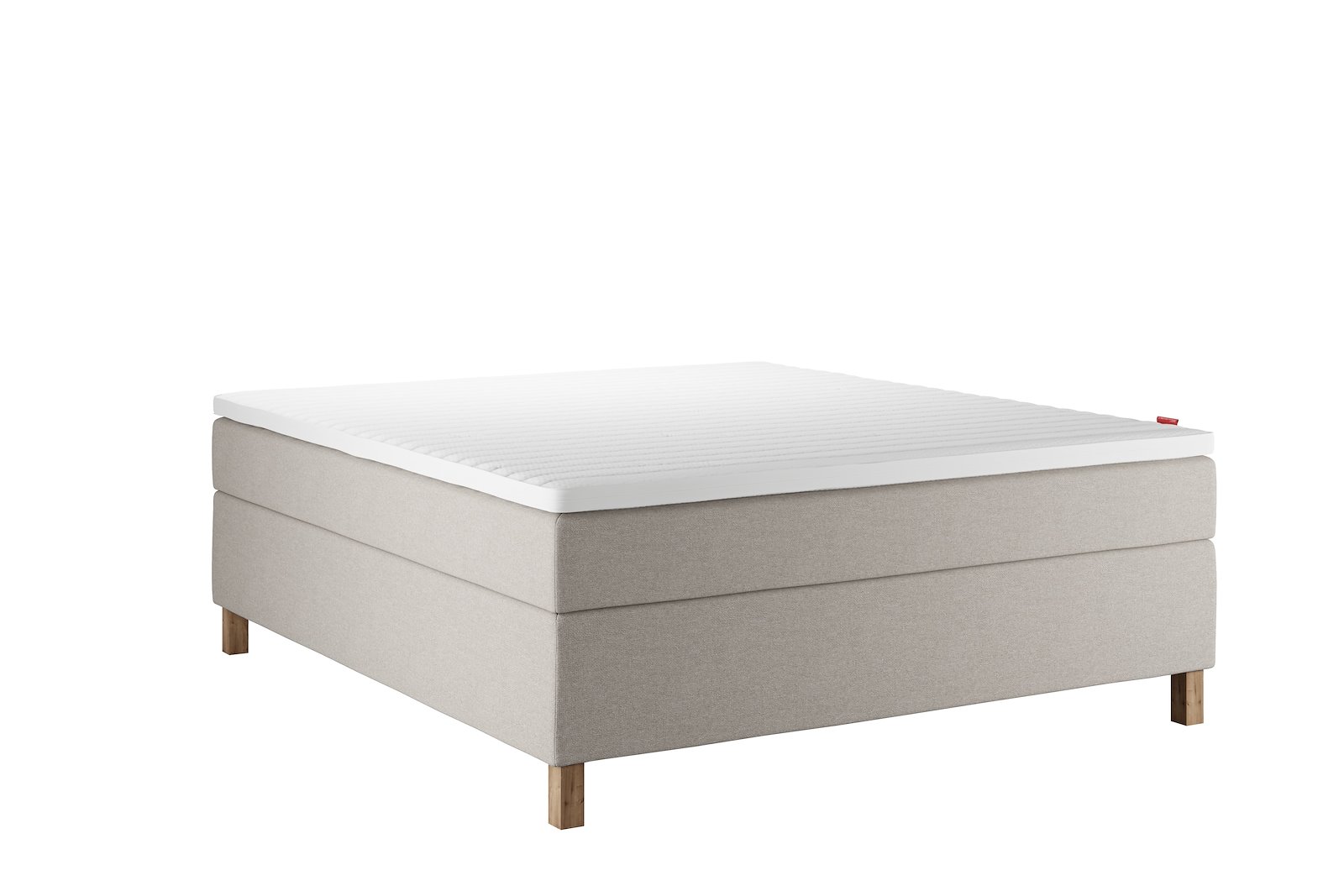 Sensitive 400 kontinentalseng Tekstil Natural 56 Medium/Fast m/Premium latex overmadrass og Square oak ben 13cm