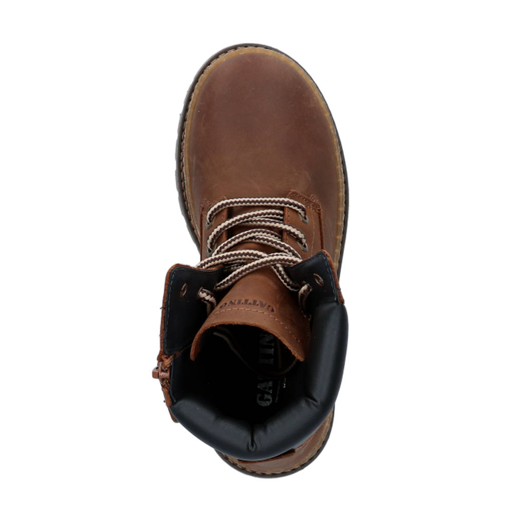 Gattino leren veterboots bruin