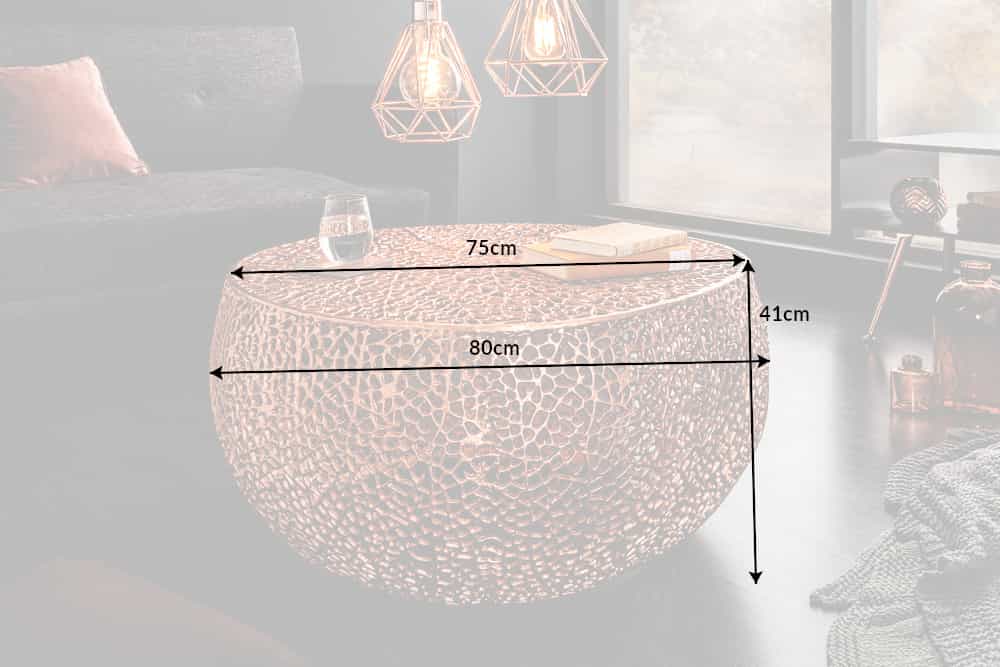 Filigraner Design Couchtisch ABSTRACT LEAF 80cm kupfer Handarbeit