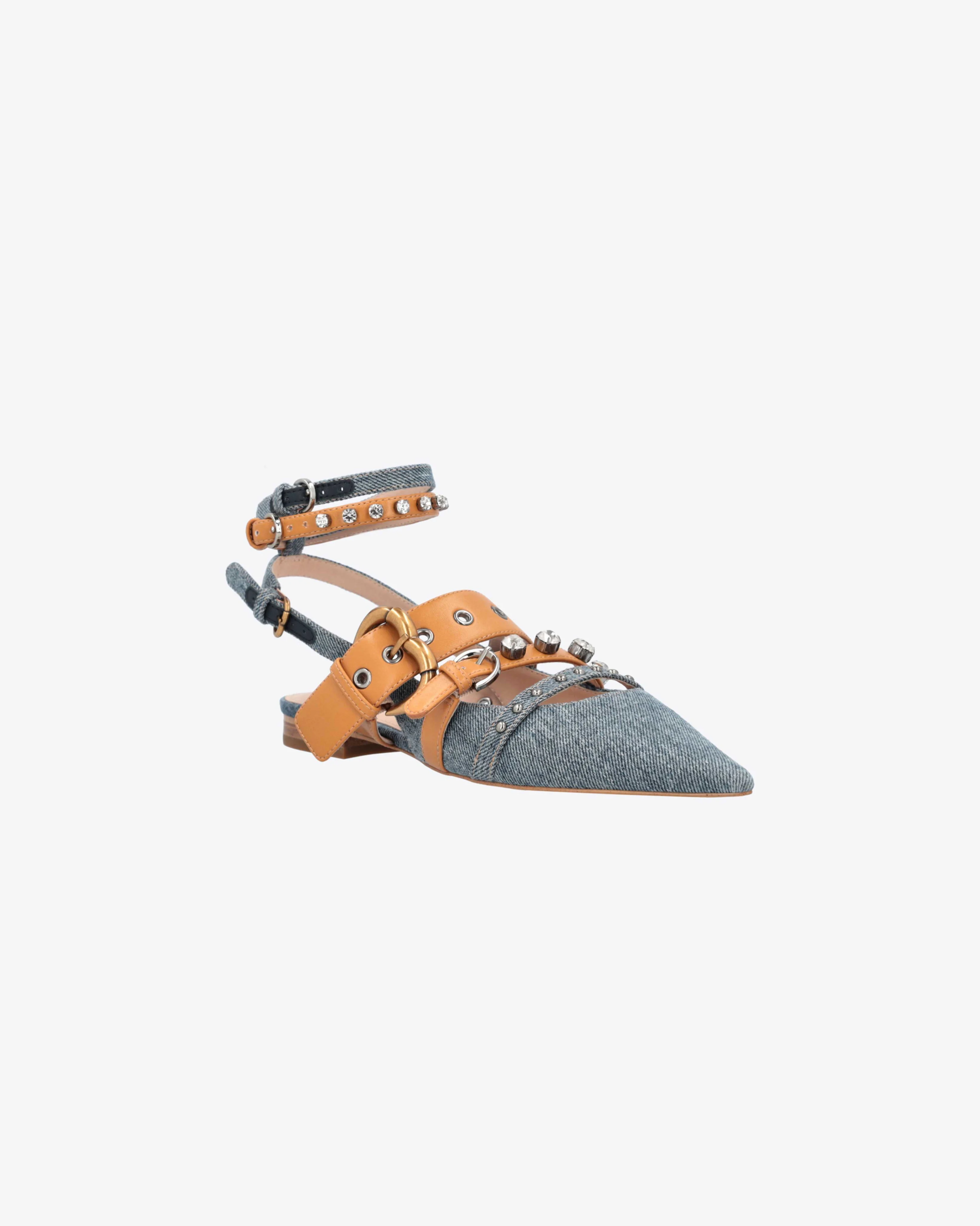 Slingbacks à bout pointu et strass | Bleu