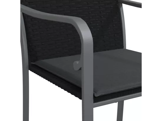 Ensemble à manger de jardin 7 pcs coussins résine tressée acier