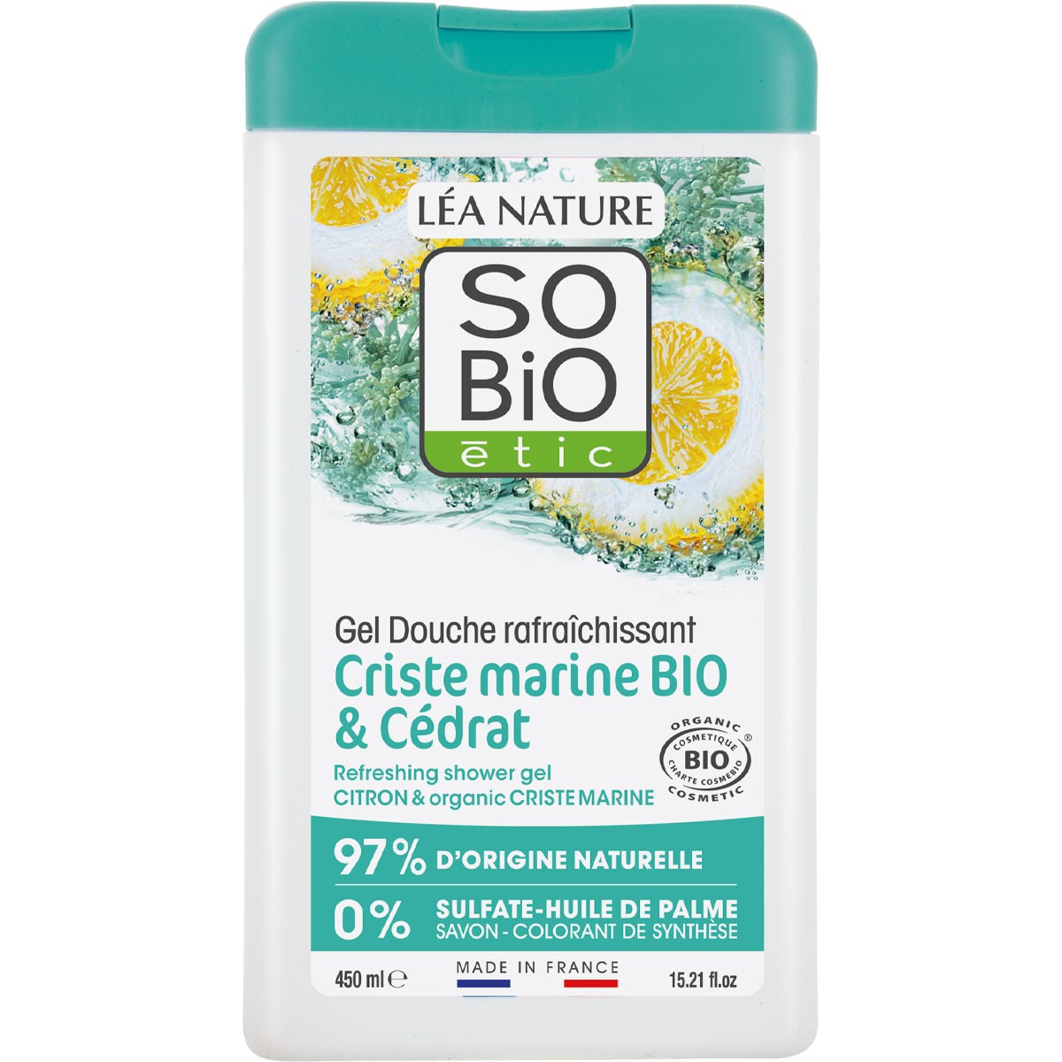 Gels douche bio rafraîchissants - Criste marine & cédrat - 2 x 450 ml