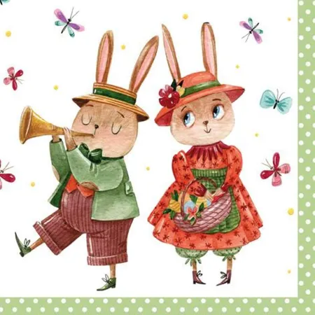 Jet Serviette Rabbit Couple 33x33cm 3-lagig, 20 Stück