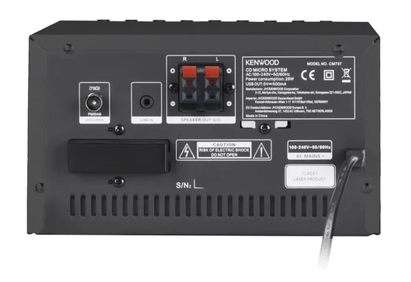 Kenwood M-7000S, Home audio mini system, Sort, 1 diske, 30 W, 2-vejs, 6 ohm (O)