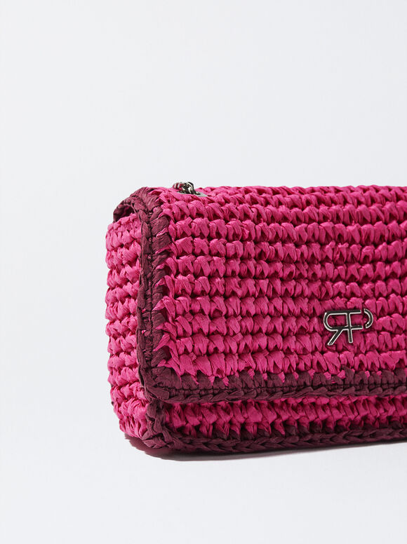 Bolsa de ombro de palha - Rosa