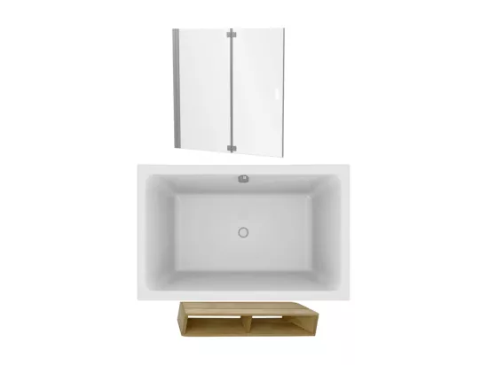 Baignoire bain douche JACOB DELAFON Capsule, compacte + pare bain en niche 120 x 80 cm