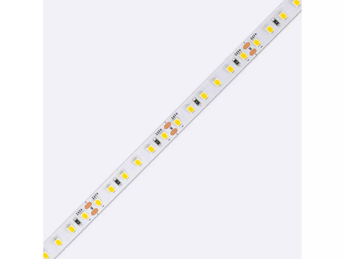 Ruban LED 24V DC SMD2835 120 LED/m 5m IP20 High Lumen 2000 lm/m Largeur 8 mm Coupe tous les 5 cm 2700K Blanc chaud