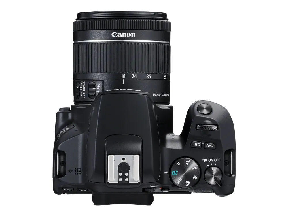 Canon EOS 250D - Digitalkamera - SLR - 24.1 MP - APS-C - 4K / 25 fps - 3x optisk zoom EF-S 18-55 mm IS STM objektiv - Wi-Fi, Bluetooth - sort