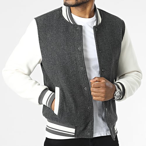 Veste Teddy Gris Blanc