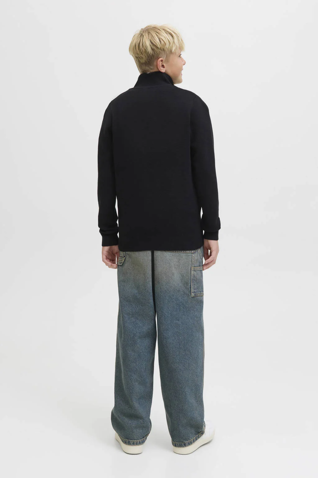 JACK & JONES JUNIOR trui fijn gebreid zwart