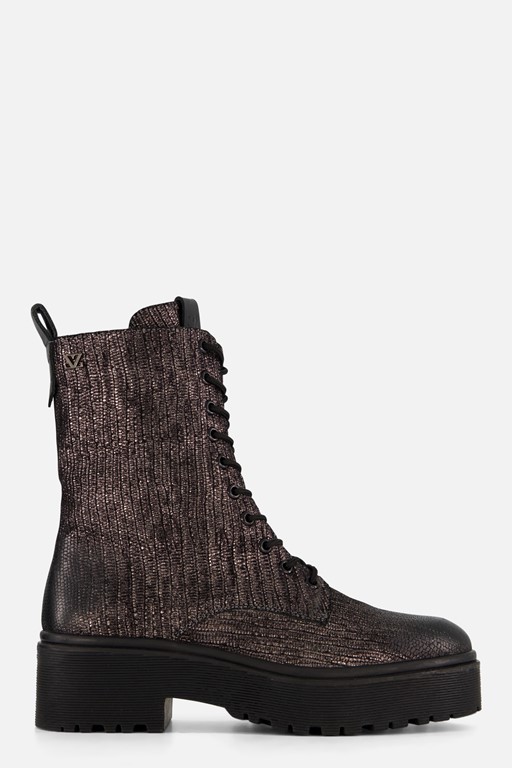 Lazamani Metallic Veterboots grijs Leer