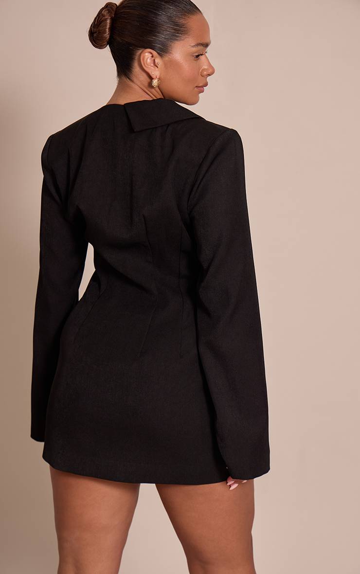 Noir Robe Blazer Shape À Décolleté Plongeant Et Taille Cintrée