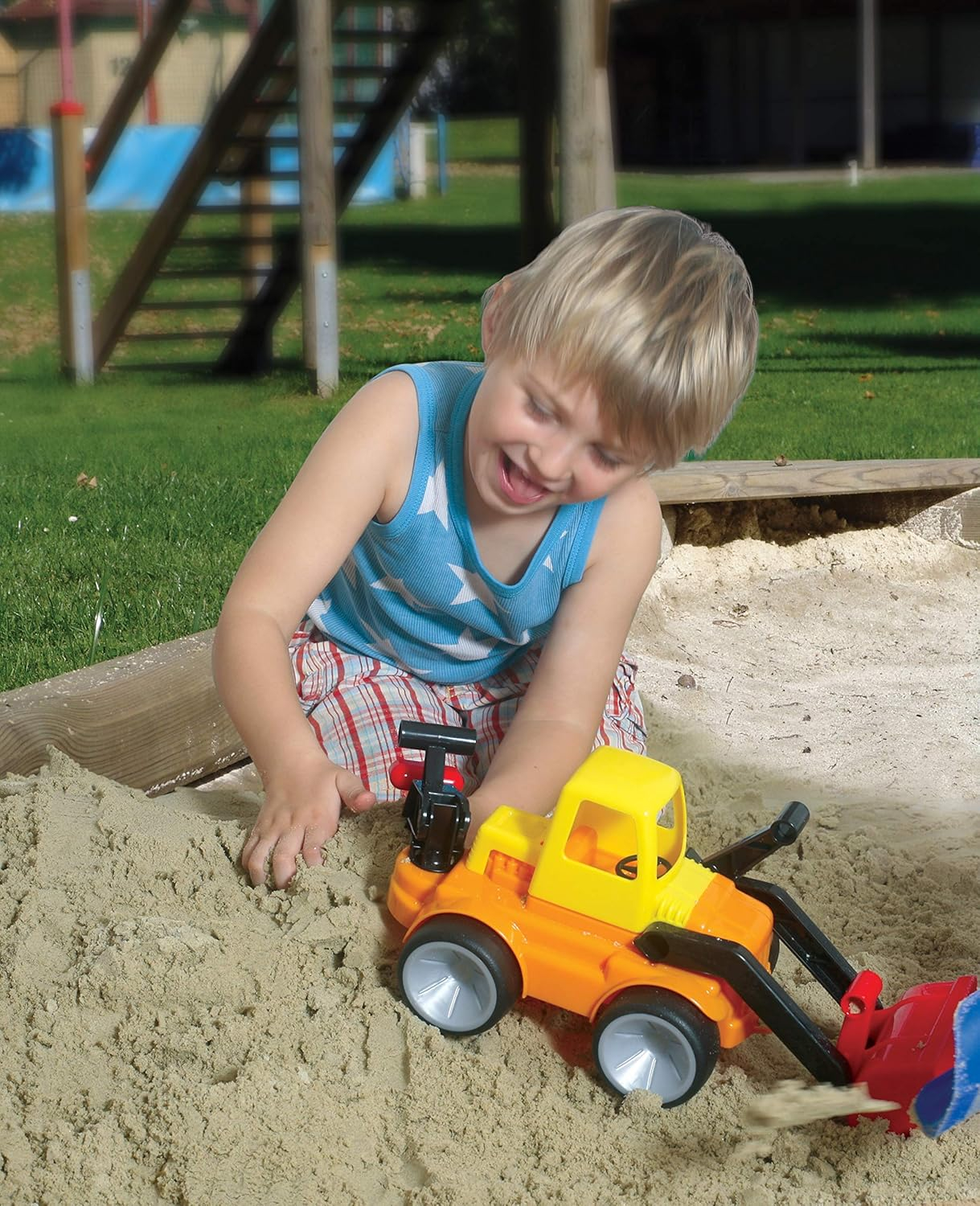 Bulldozer mit Heckschaufel Kinder Sand Spielzeug Outdoor Spiel Zubehör für Sandkasten / Strand (560-73) - Bagger