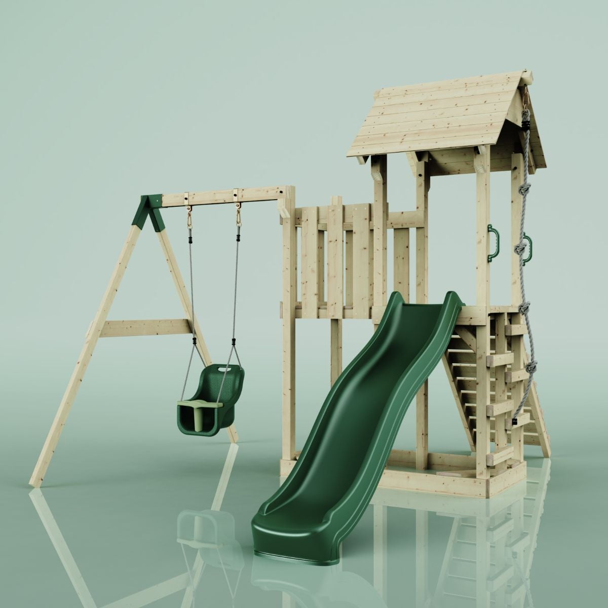 PolarPlay Bergen houten speeltoren in de kleur groen