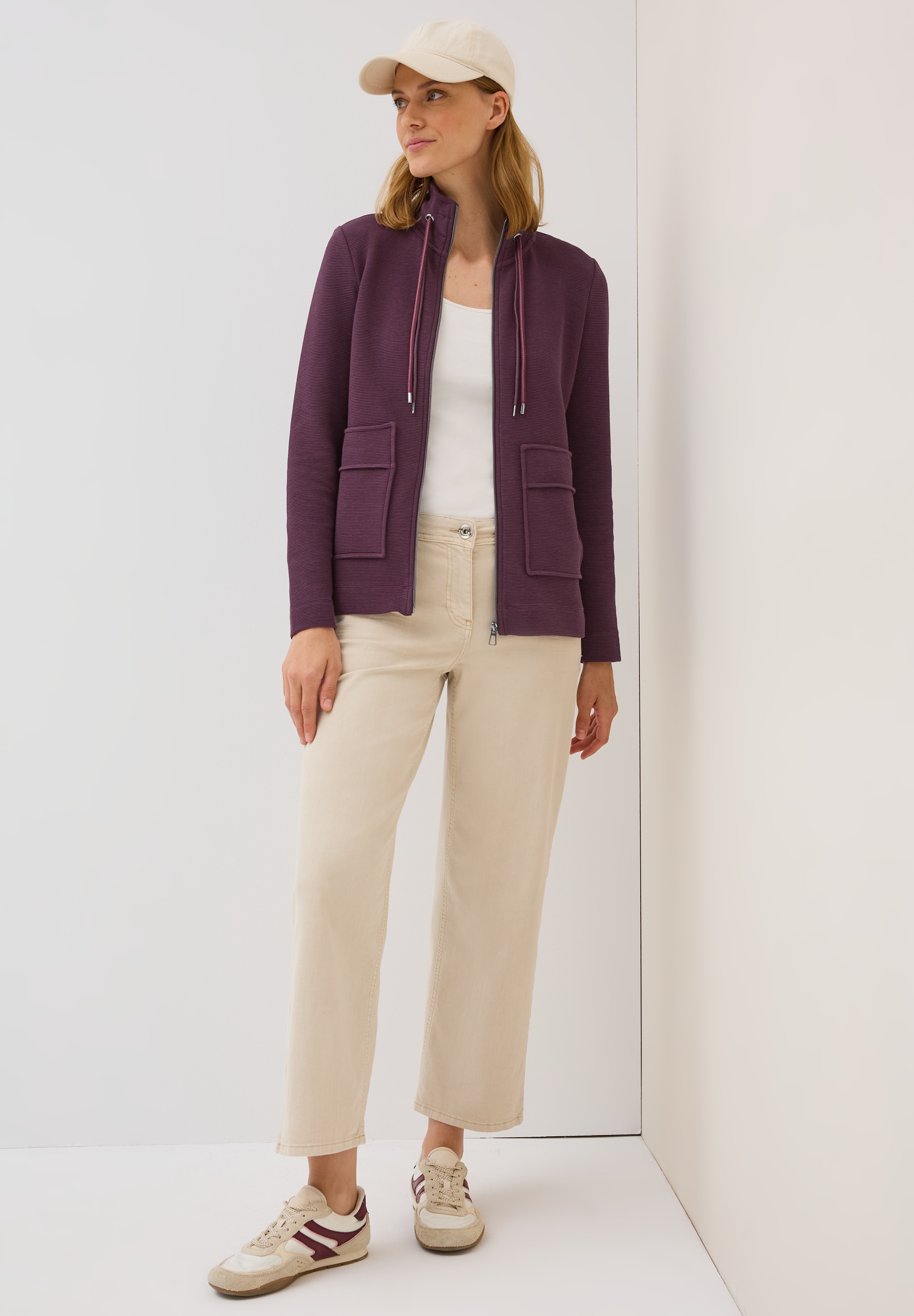 Cecil Sweatjacke , im Ottoman-Look und Stehkragen, Struktur-Optik