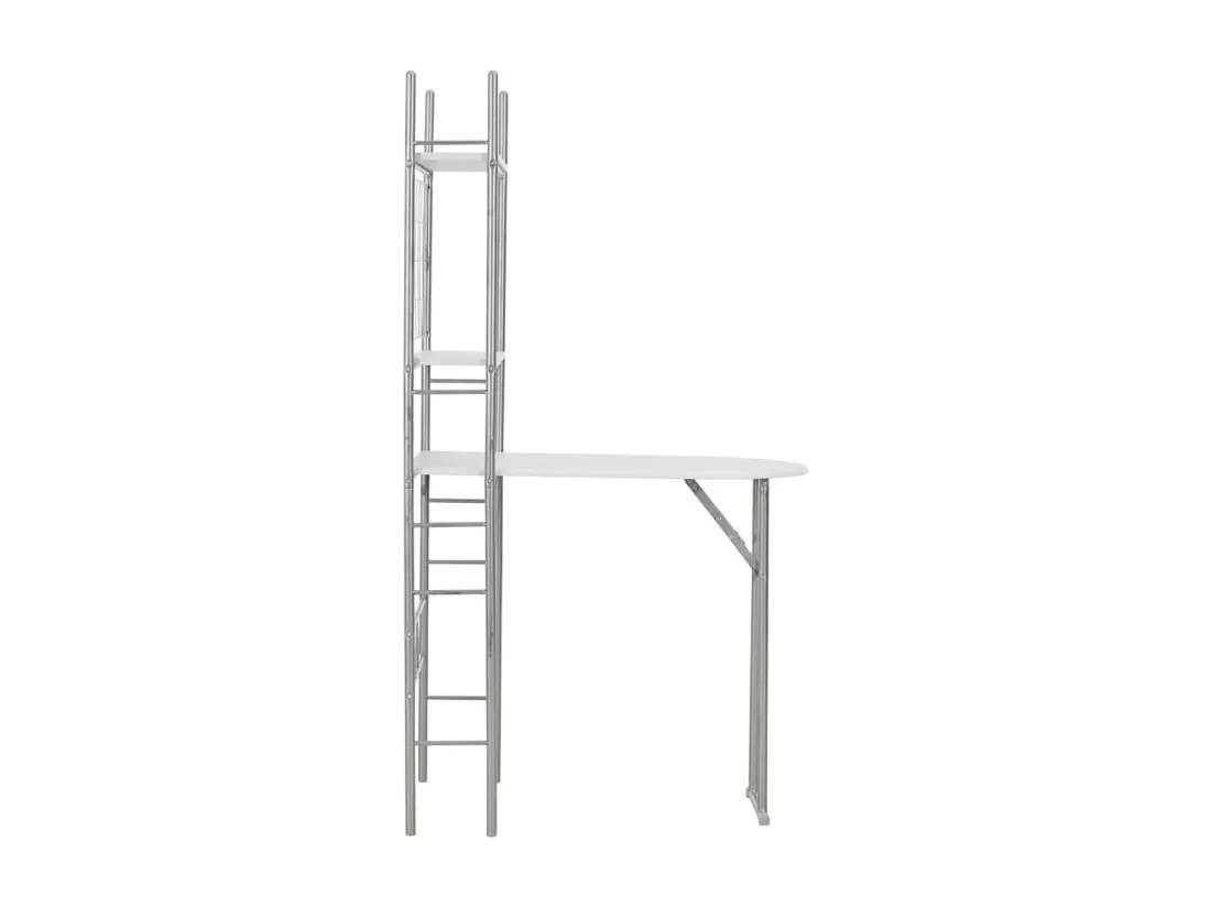 Ensemble à dîner pliant 3 pcs et étagère de rangement MDF acier