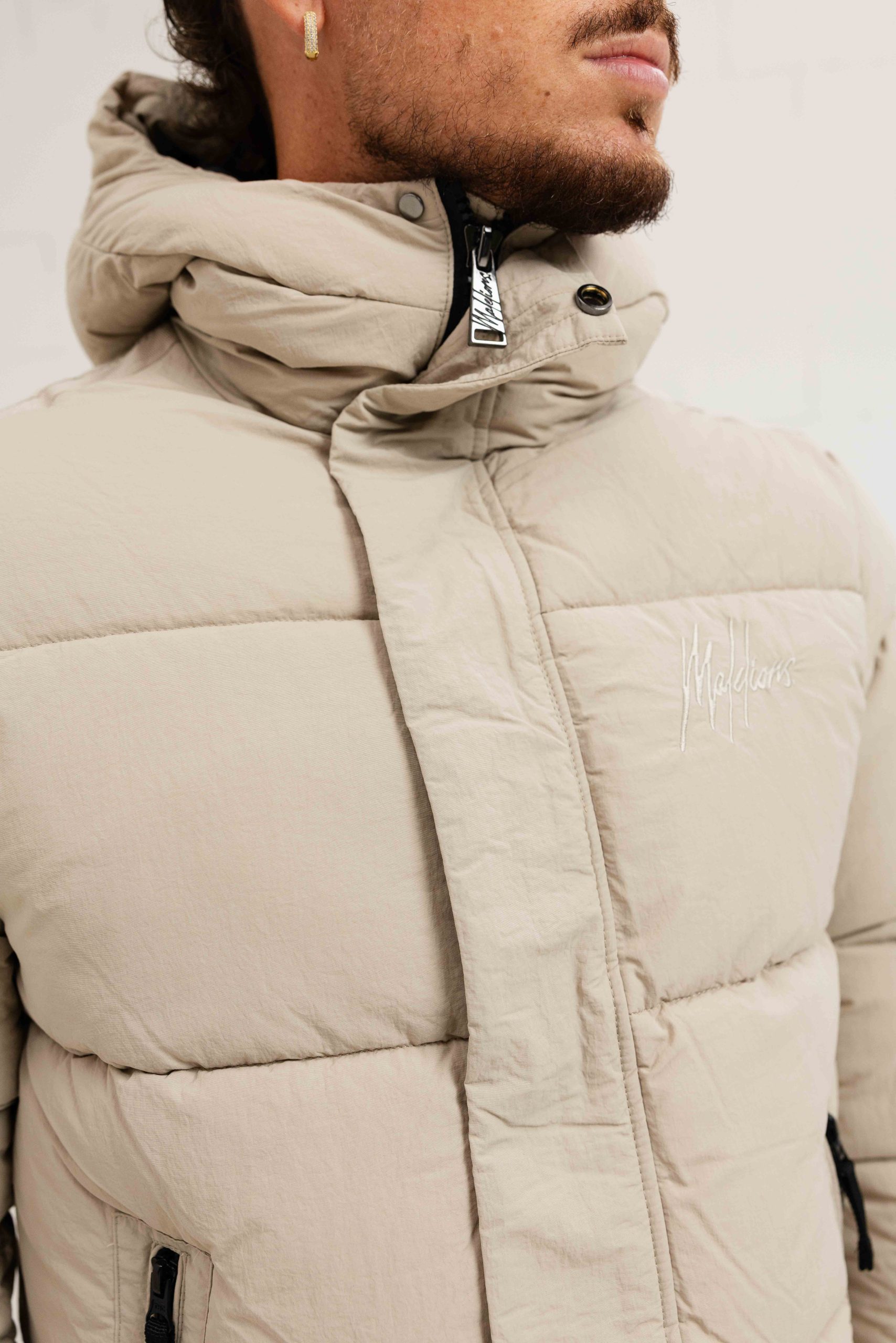 Malelions Mid Lenght Puffer Winterjas Heren Beige