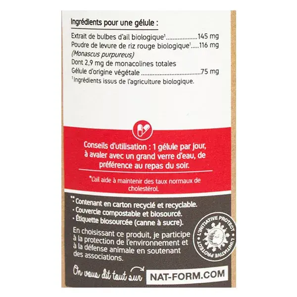 Nat & Form Arroz Vermelho Fermentado Ecológico e Alho Orgânico 200 Cápsulas Vegetais