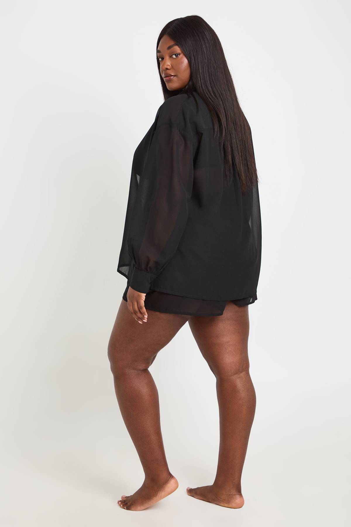 boohoo Chemise De Plage En Mousseline Grande Taille
