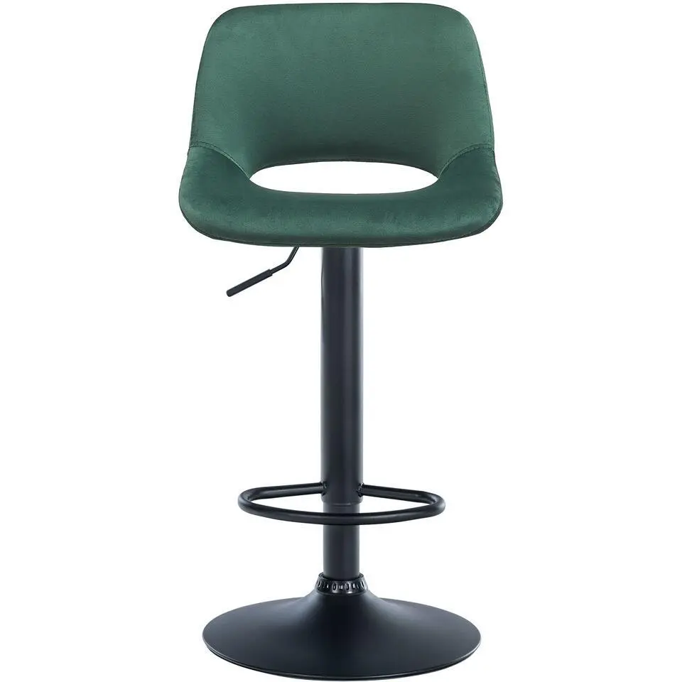 CLP Set van 2 Barkruk Camden mat zwart Frame - Fluweel - groen