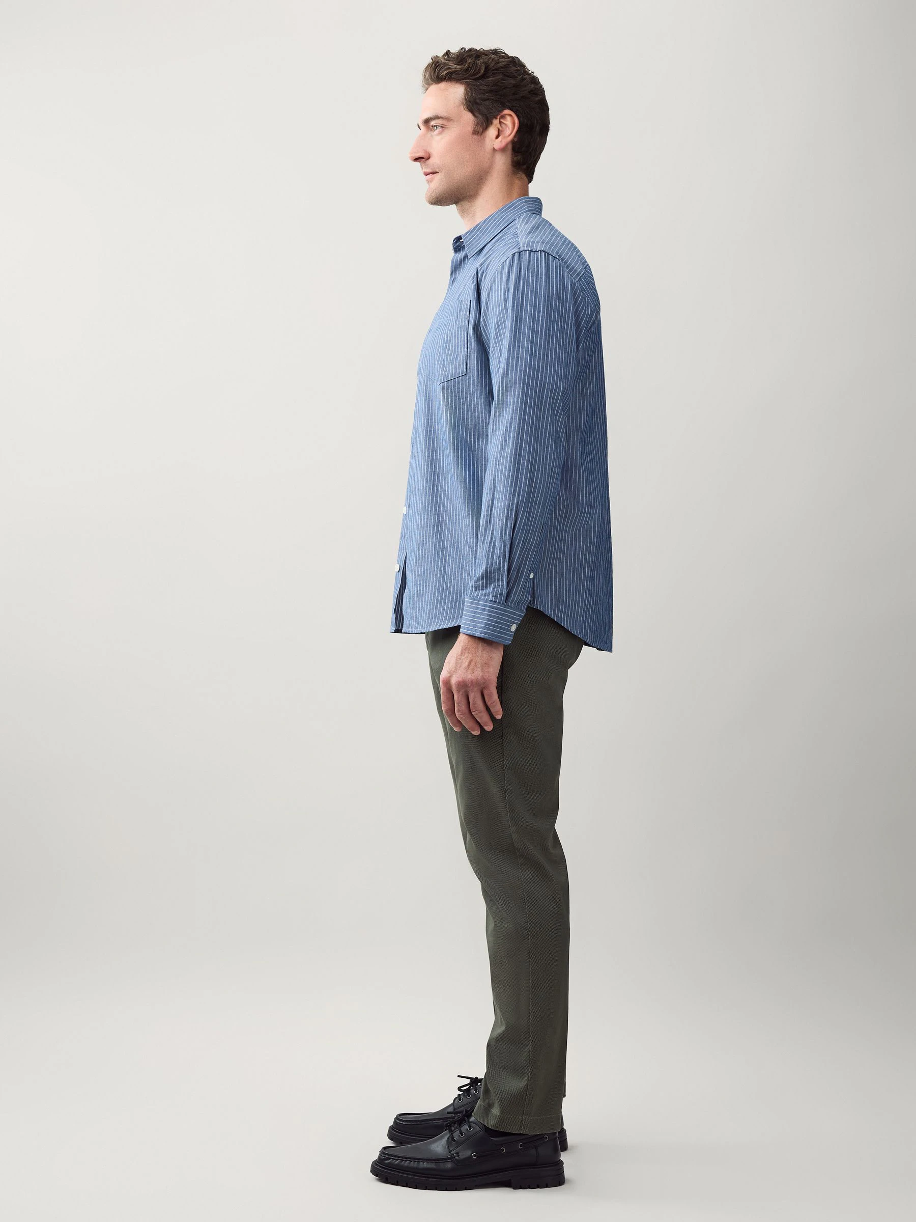 Groen - Slim Fit - Zacht aanvoelende stretch-chino met print