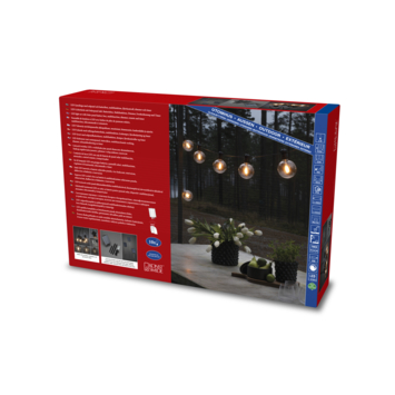 Konstsmide feestverlichting lichtketting 10 LED lampen extra warmwit met USB solarpanel 5 m