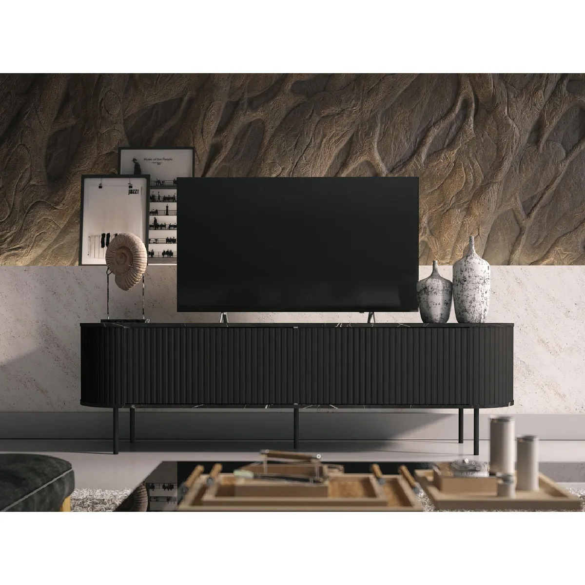 BESTMOBILIER Thio Meuble TV - Noir