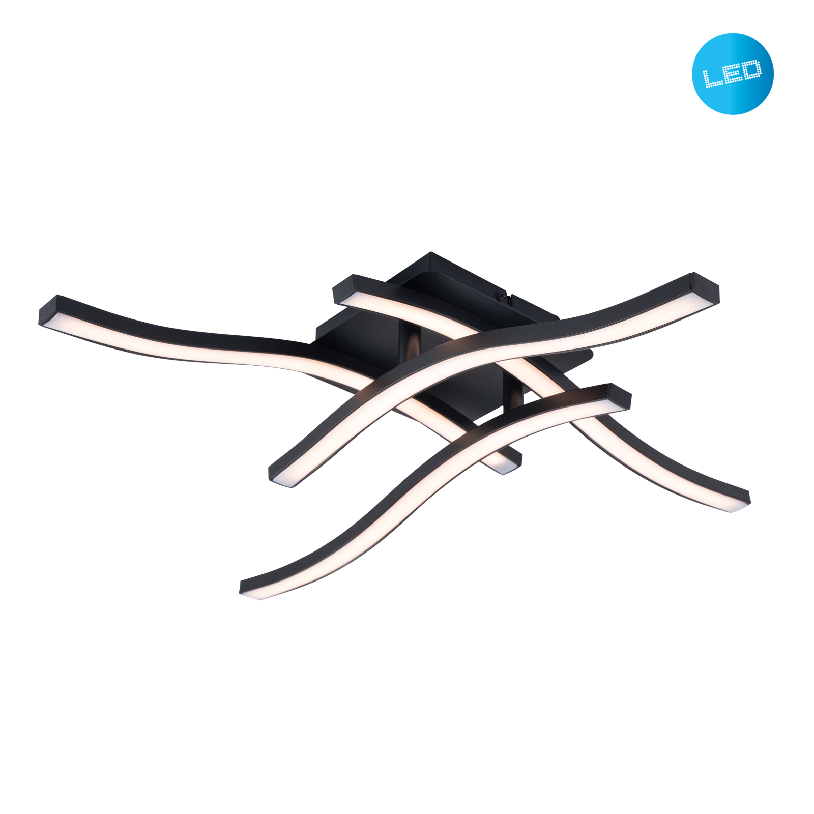 LED-Deckenleuchte ONDA - schwarz - 45 cm breit