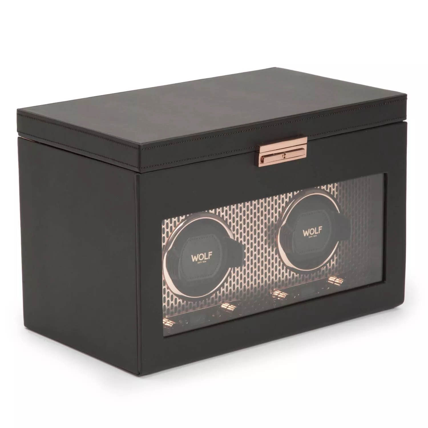 Wolf Axis Watch Winder 2 ure Sort Imiteret Læder 469316