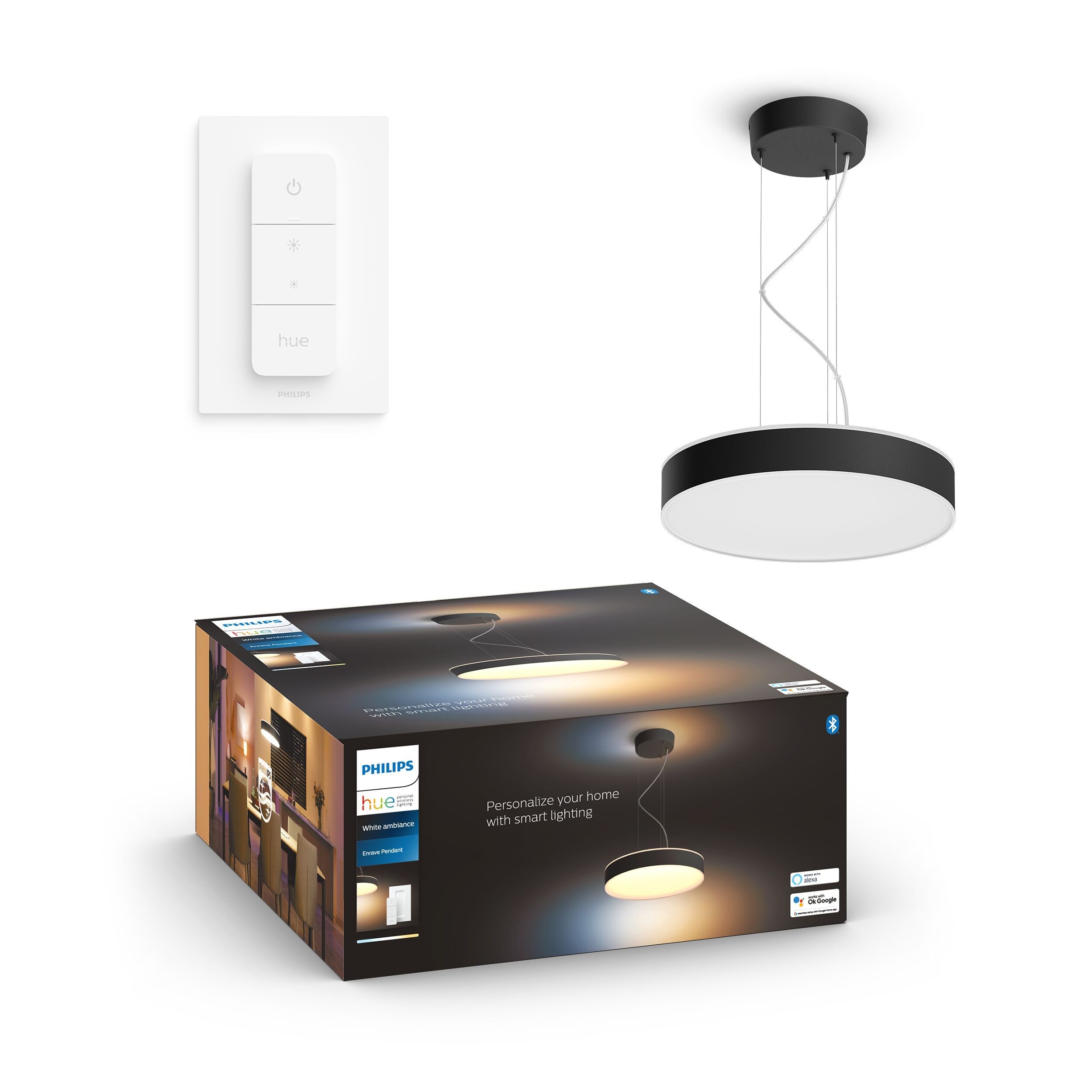 Philips hue ENRAVE Hängeleuchte - Schwarz / B: 47.0 cm x T: 20.9 cm x H: 160.0 cm