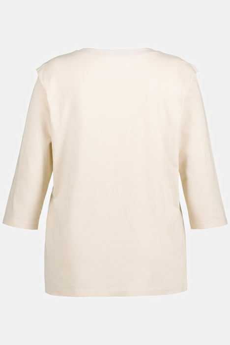 Shirt, Flammjersey, Rundhals, 3/4-Arm, Biobaumwolle