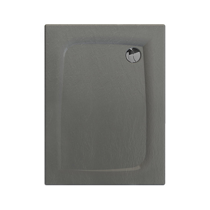 Receveur de douche rectangulaire 80x100cm, gris mat effet pierre, Allibert Mooneo