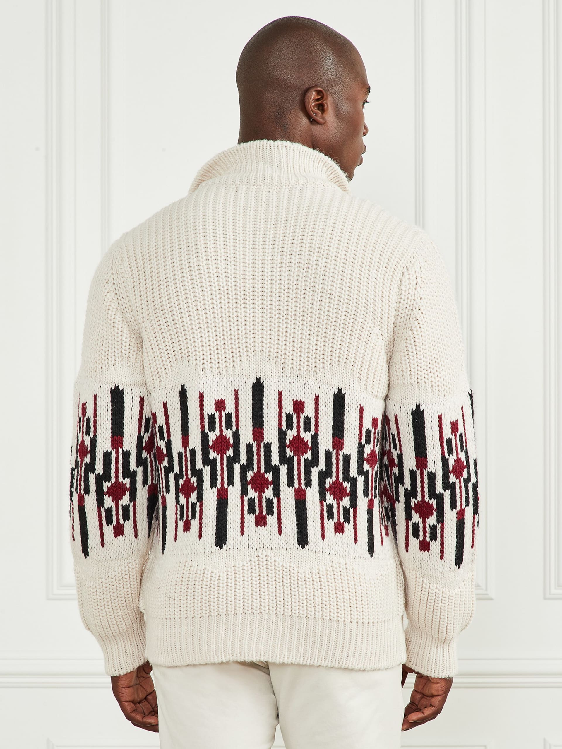 Cardigã de gola alta em jacquard
