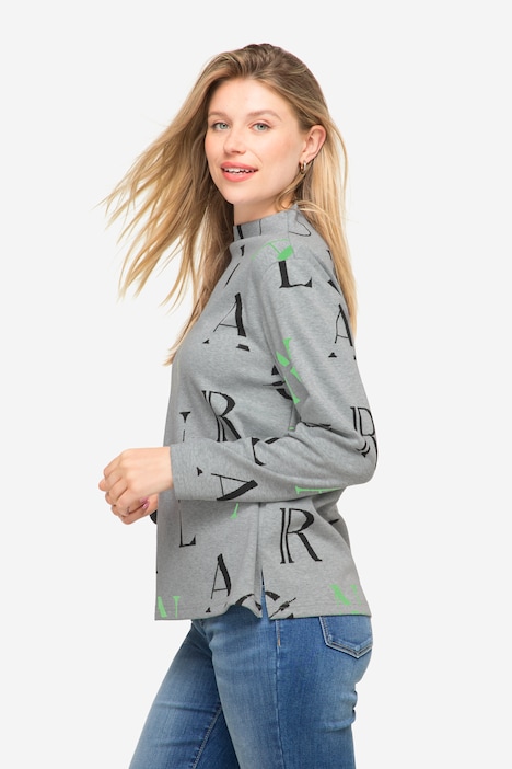 Sweatshirt, Buchstaben-Print, Stehkragen, Langarm, OEKO-TEX