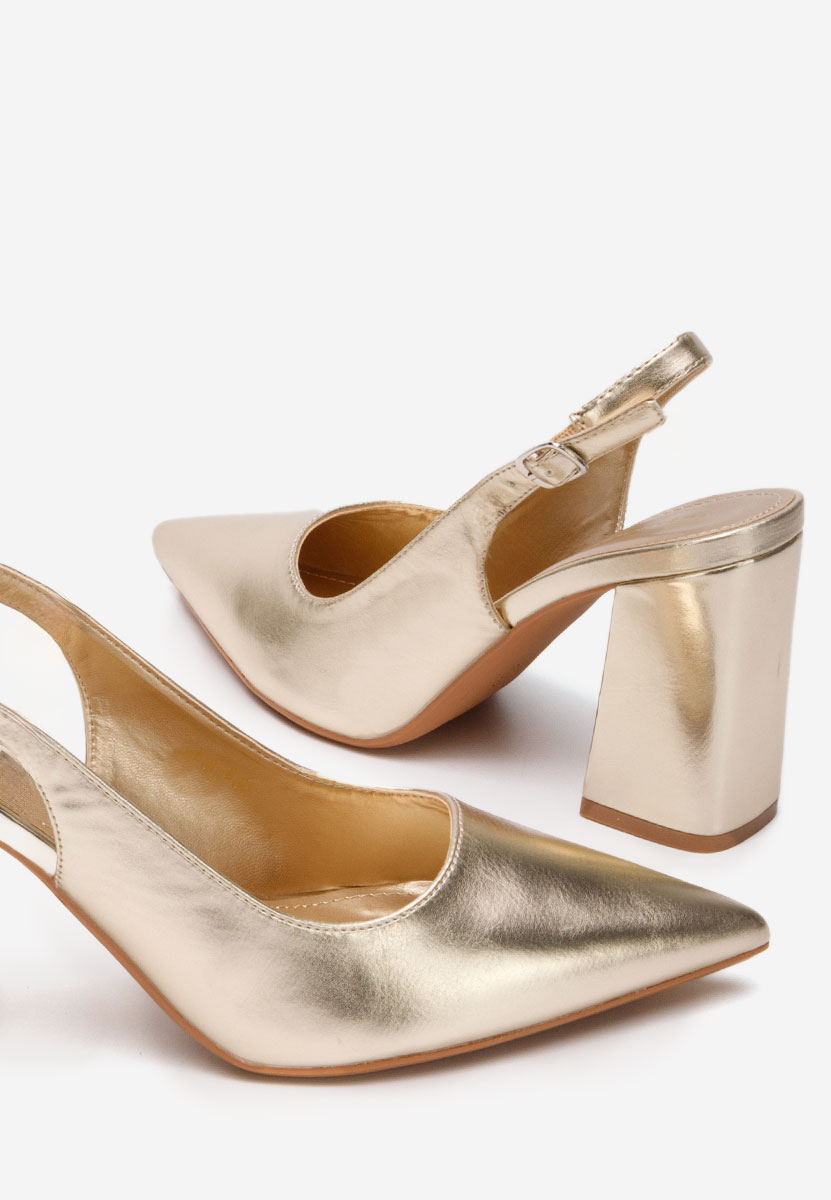 Chaussures élégantes à talon épais dorées Omria