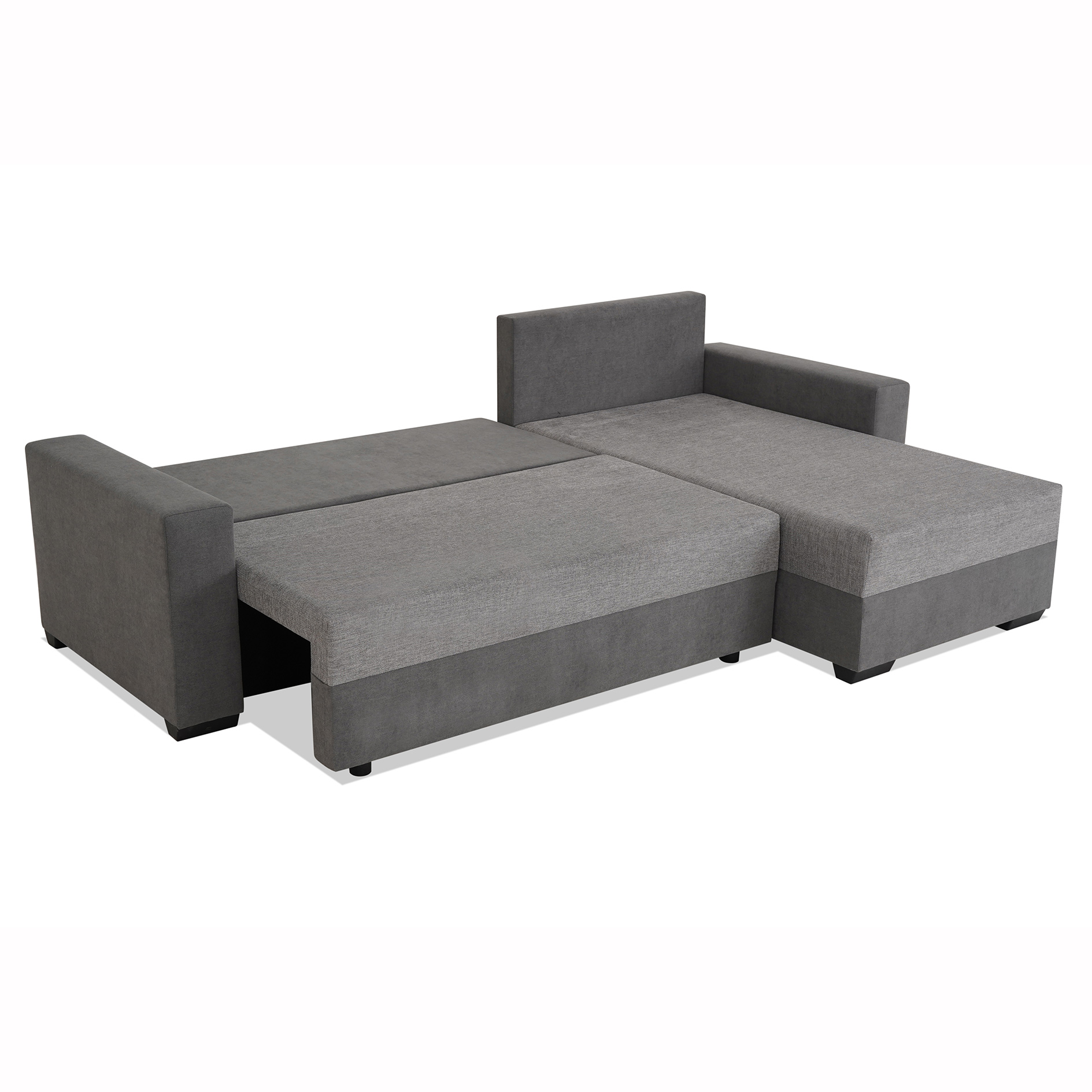 Ecksofa - pewter-grau - Liegefunktion - Staukasten - Ottomane rechts
