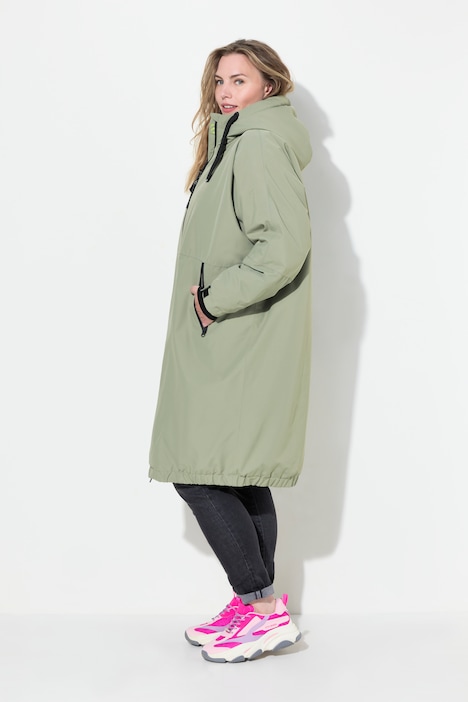 Funktionsjacke, oversized, Teddyfutter, Kapuze, 2-Wege-Zipper
